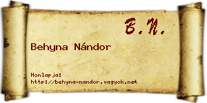 Behyna Nándor névjegykártya