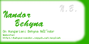 nandor behyna business card